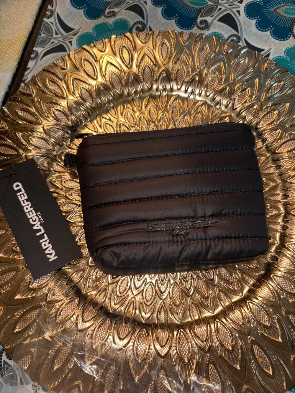 Karl Lagerfeld Women’s Black Quilted Clutch/Wristlet
